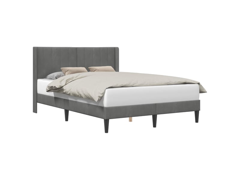  Lit double- lit adulte -  cadre de lit avec tête de lit gris foncé 120 x 190 cm velours  - Conforama A
