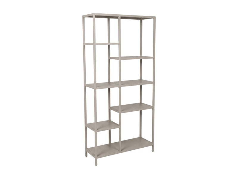  Padma - libreria freestanding a 6 ripiani 80x163,5x30 cm scaffale per soggiorno, ufficio in metallo tortora  - Conforama A