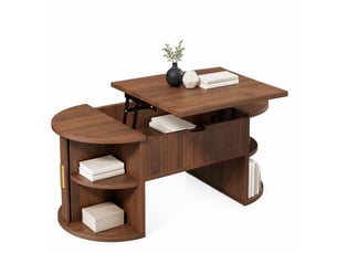 Table basse ovale coloris bois foncé ULQENI  - 50 cmx100 cm