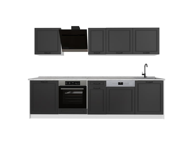 Vicco cuisine, anthracite campagneblanc, 280cm plan de travail marbre - Conforama A