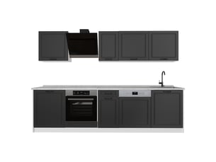 Vicco cuisine, anthracite campagneblanc, 280cm plan de travail marbre