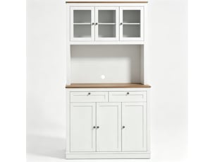 Buffet de cuisine 100x40x180 cm avec placards et 2 tiroirs, blanc et finition chêne