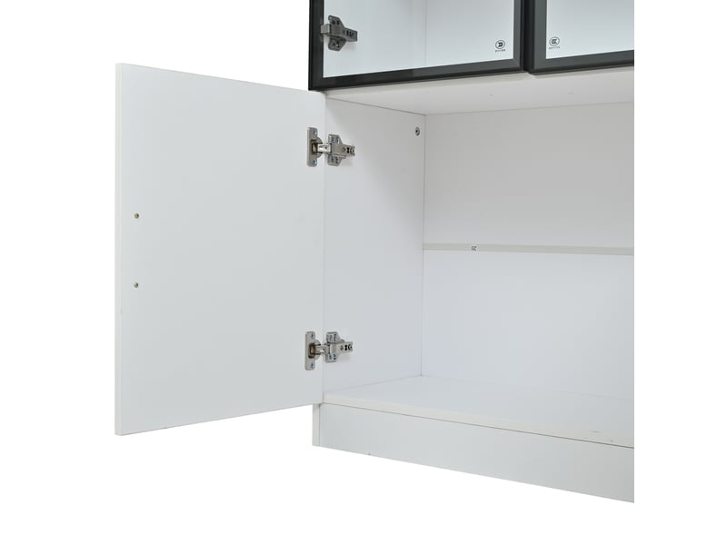  Vitrine 120x32x200 cm à 6 portes avec éclairage led en mdf blanc  - Conforama A