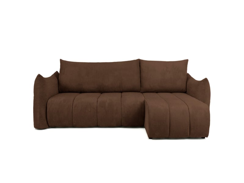  Canapé d'angle lysia mini réversible et convertible en velours côtelé - marron LYSIA - Conforama D