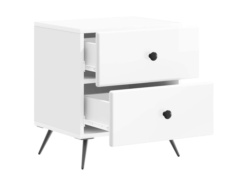  Table de chevet - cabinet de chevet - table de nuit 2 pièces blanc brillant 43 x 34,5 x 47,5 cm  - Conforama E