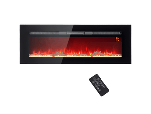 Cheminée électrique murale 1800 w, flammes led, télécommande, noire