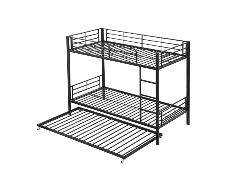Lit superposé métal noir avec lit coulissant 90x190 cm et échelle - Conforama W