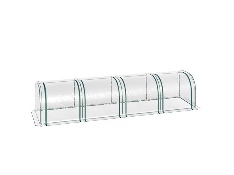 Serre tunnel 395x100x80 cm 4 fenêtres à fermeture éclair métal transparent - Conforama A