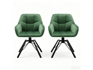 Lot de 2 chaises de salle à manger pivotantes à 360°, avec accoudoirs, velours vert foncé