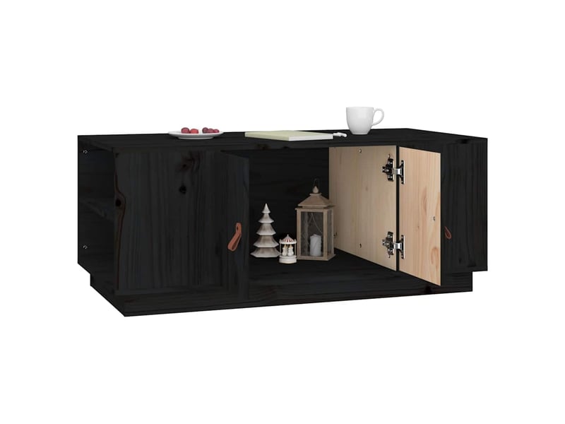 Table basse - table de salon - table à thé noir 100x50x41 cm bois massif de pin  - Conforama D