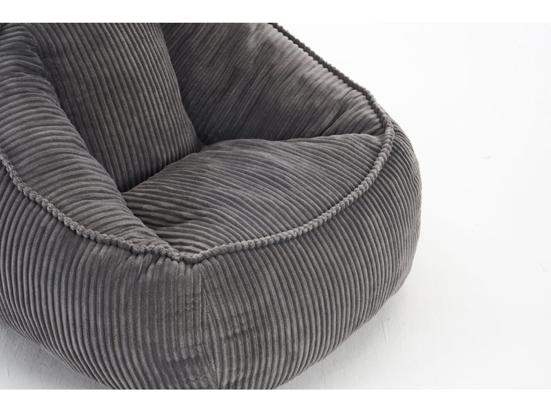  Fauteuil pouf enfant 72x69x51 cm, usage intérieur, dossier ergonomique, peluche douillette, remplissage en mousse, tissu revêtement en velours côtelé, gris clair  - Conforama E