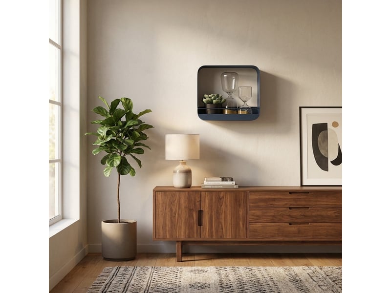 Étagère murale carrée design en acier bleu pétrole jasper  - Conforama B