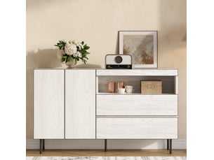 Buffet 2 porte(s)  2 tiroir(s) <strong>EVRYAE </strong> <strong></strong> - 140 cm coloris blanc 
