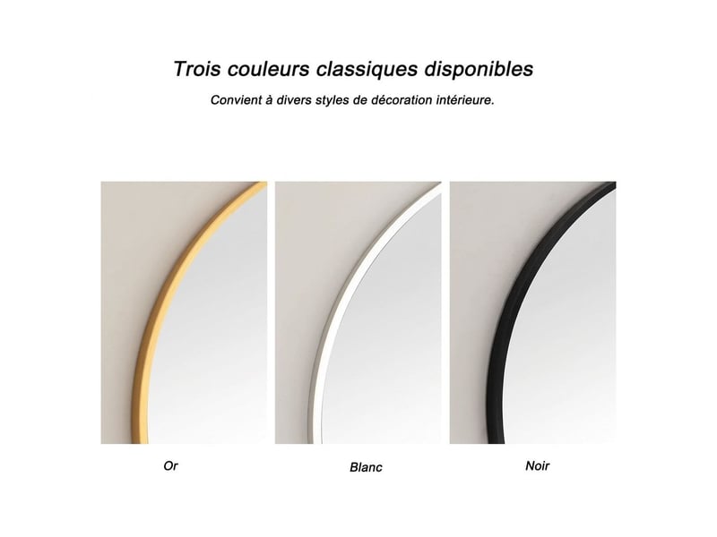  Miroir de salle de bain ovale 40x60 cm mural cadre métal – doré  - Conforama B