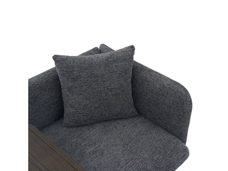  Fauteuil de relaxation 86x72x71 cm – gris foncé – table d'appoint intégrée et 2 poches latérales fixe  - Conforama E