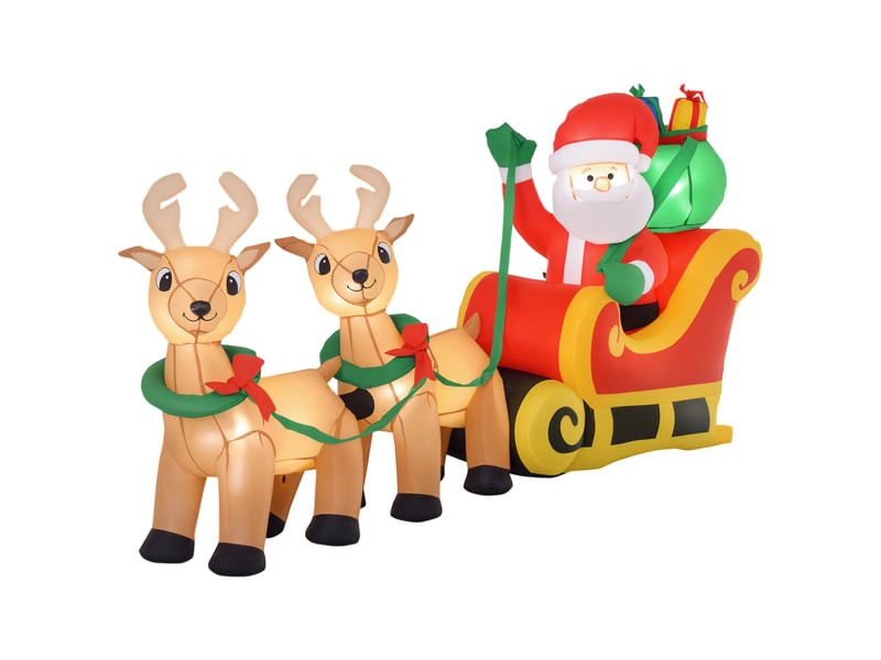  Père noël gonflable avec traîneau et rennes, illuminé par des led, décoration de noël extérieure avec gonfleur, 240 x 57 x 112 cm  - Conforama A