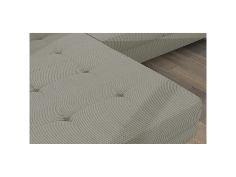 Canapé d'angle convertible amanda beige clair velours côtelé avec coffre gauche - Conforama D