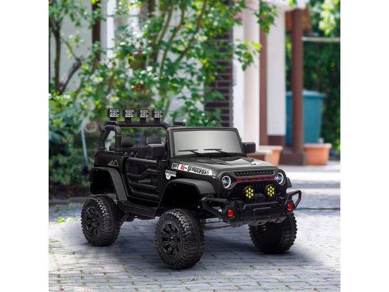  Voiture électrique enfants utv avec télécommande 2,4g, 2 moteurs 12 v, musique, klaxon, lumières led, 100x63x65cm, noir  - Conforama D