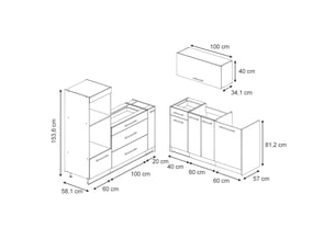 Vicco cuisine, anthrazit-gold landhauschêne de force doré, 340cm sans pt