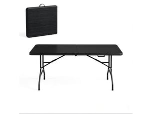 Table de balcon pliante 180x74x70 cm plateau lisse métal noir