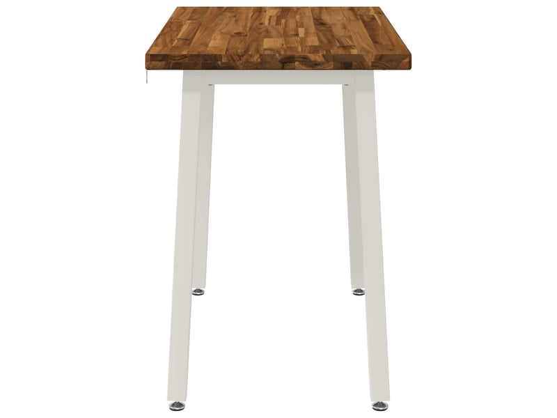  Table à manger moderne 110x55x75 cm bois d'acacia massif naturel et blanc shl23639  - Conforama E