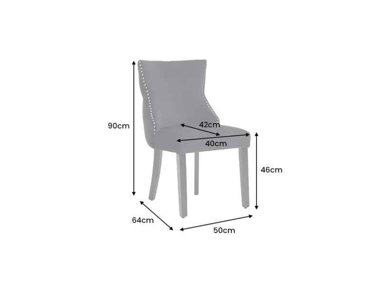  Lot de 2 chaises regina gris anthracite en velours – dos capitonné, tête de lion argentée et pieds noirs  - Conforama C