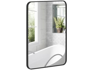 Miroir de salle de bain avec cadre en métal et crochet, 60 x 2,5 x 80 cm, noir