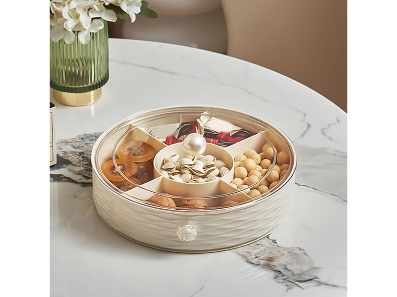  Boîte à collations moderne et luxueuse avec couvercle – plateau organisateur élégant pour fruits secs, noix et friandises, idéal pour le salon ou OGS005631LL - Conforama E