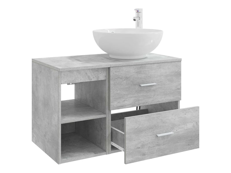 Ensemble de mobilier de salle de bain 2 pcs gris béton shl5815 - Conforama D