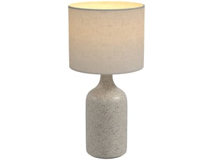 Lampe de table vintage avec pied en céramique, coloris sable et beige.