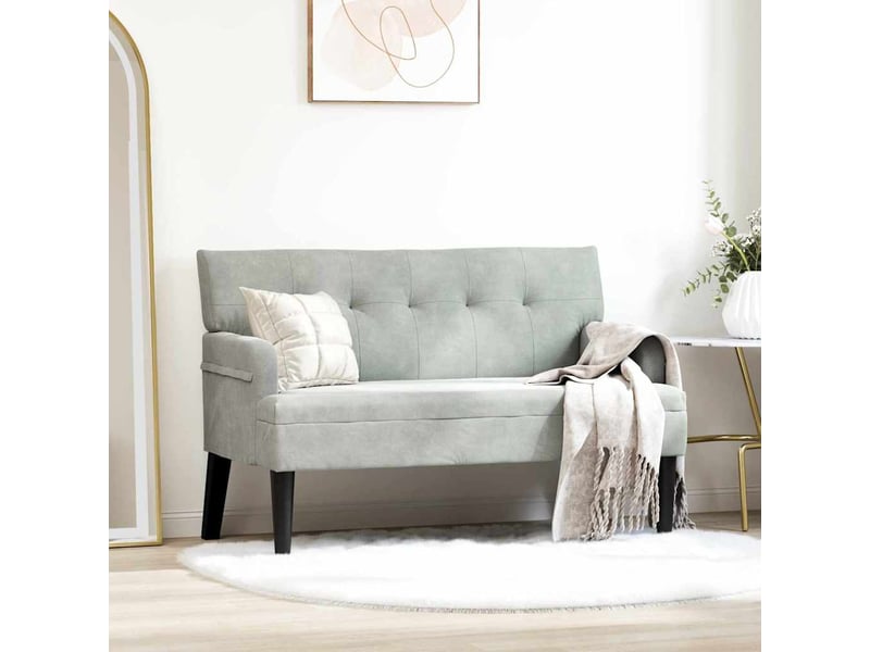  Banc chambre, banc de lit chesterfield gris clair 112x65,5x75 cm velours  - Conforama B