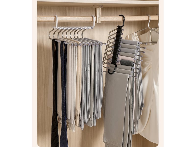Lot de 2 cintres pliables en acier inoxydable – pour pantalons et vêtements, noir - Conforama D