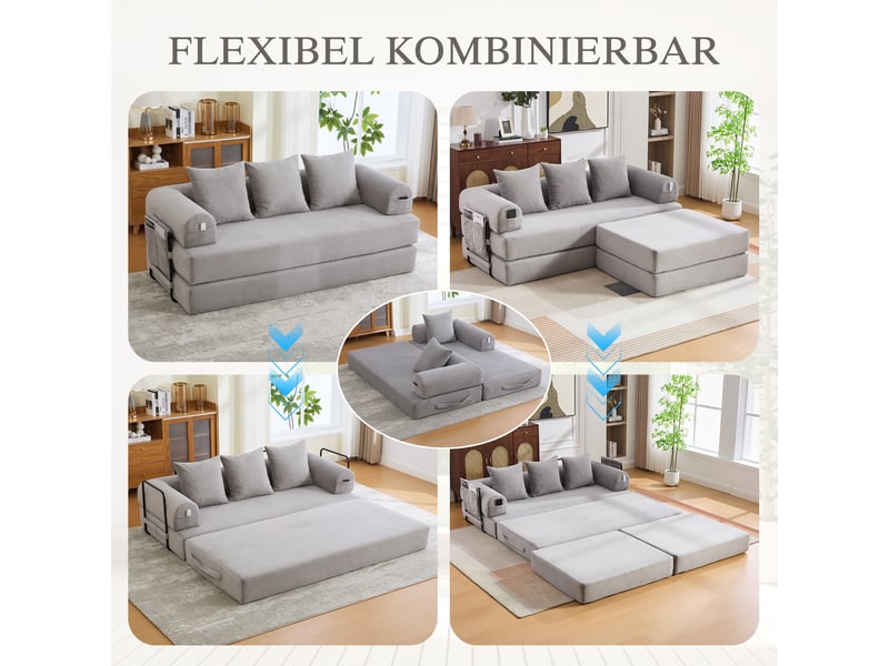  Canapé d'angle réversible fixe 3 places tissu gris clair canapé compressible - Conforama D