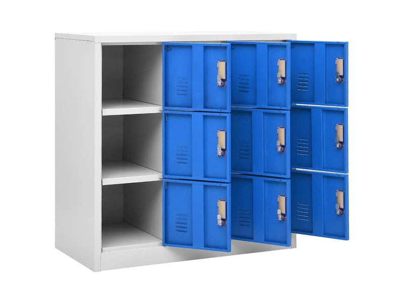  Armoire à casier, rangement de bureau gris clair et bleu 90x45x92,5 cm acier  - Conforama E