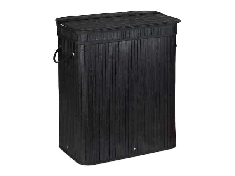  Panier à linge trieur décoratif salle de bain 63 x 55 x 35 cm avec 3 compartiments en bambou naturel 13_0011564  - Conforama A