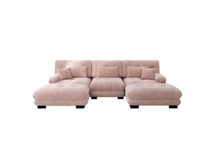 Canapé d'angle compressé réversible convertible BEAOK 3 places Tissu rose