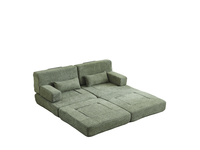  Canapé modulaire convertible 4 places – vert – assise 2-en-1 pliable, tissu chenille, gain de place pratique  - Conforama A