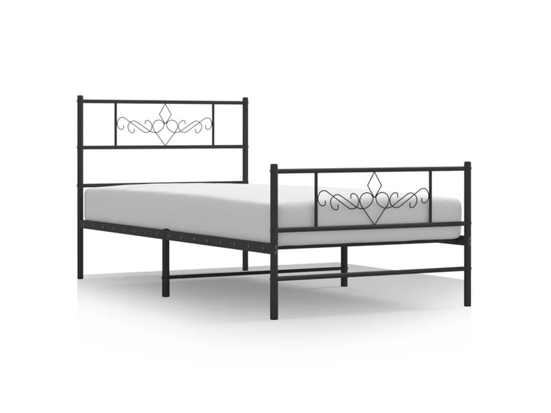  Lit simple- lit adulte -  cadre de lit métal sans matelas avec pied de lit noir 90x190 cm  - Conforama A