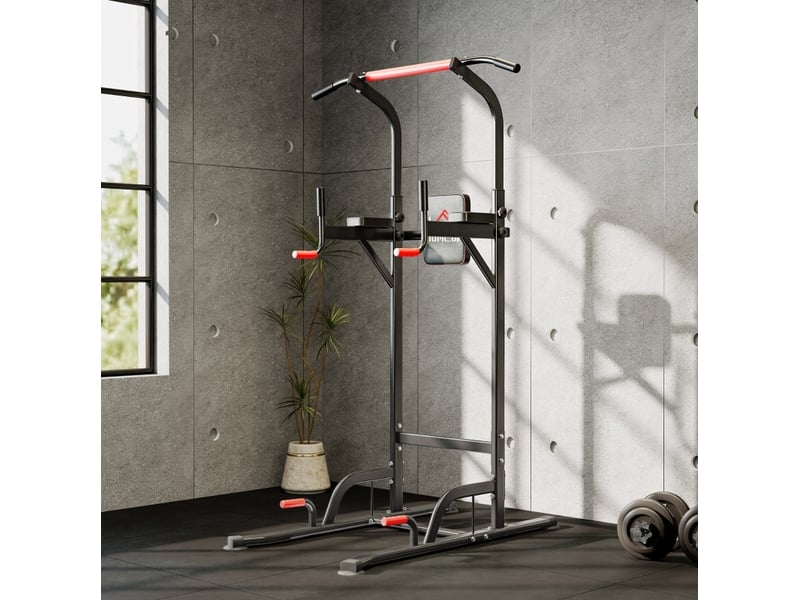 Tour de musculation 123x98x239 cm réglable métal rouge et noir - Conforama C