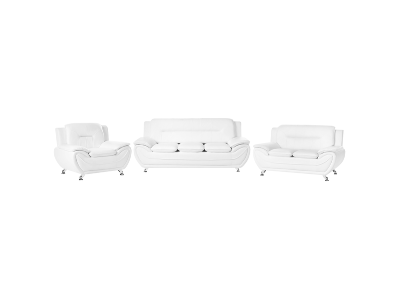 Ensemble de salon 6 places leira cuir pu blanc - Conforama A