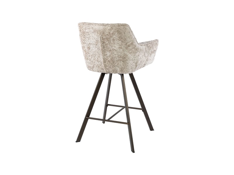  Lot 2 chaises de bar pivotantes tissu bouclette sable et bronze -jordi  - Conforama E