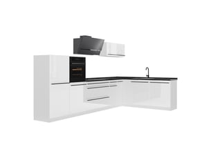 Vicco cuisine en angle, blanc haute brillanceblanc, 347 x cm plan de travail anthracite
