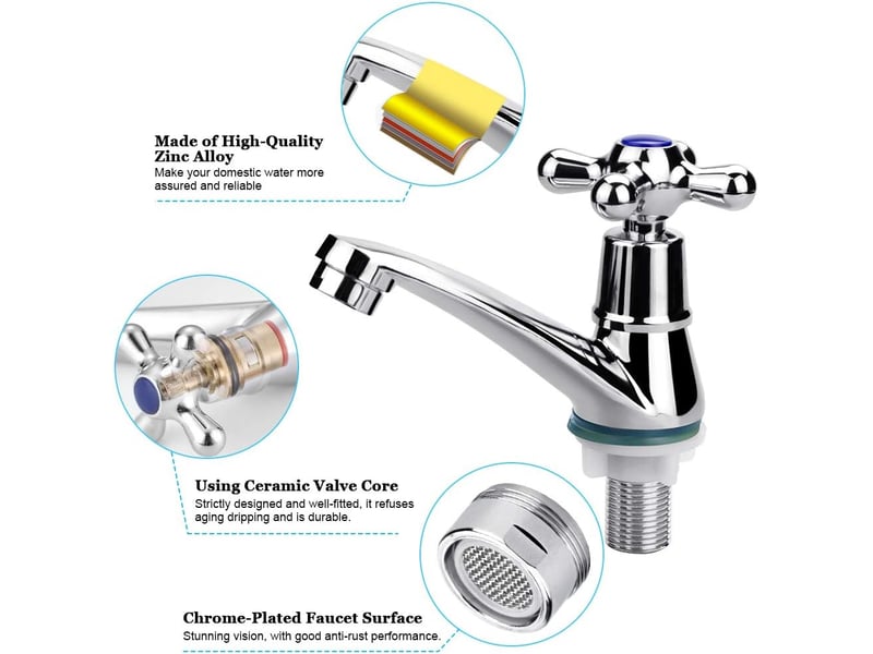 Robinet de lavabo à poignée unique, robinet mitigeur d'eau froide, robinet d'eau froide, robinet de lavabo de salle de bain, robinet de vestiaire à po TUT006440 - Conforama D