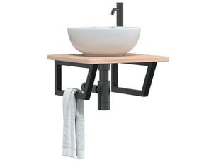 Étagère de vasque | étagère murale acier et bois de chêne massif shl4120