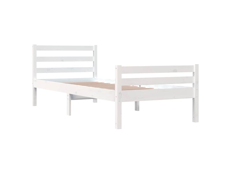  Lit simple- lit adulte -  cadre de lit sans matelas blanc bois massif 100x200 cm  - Conforama C