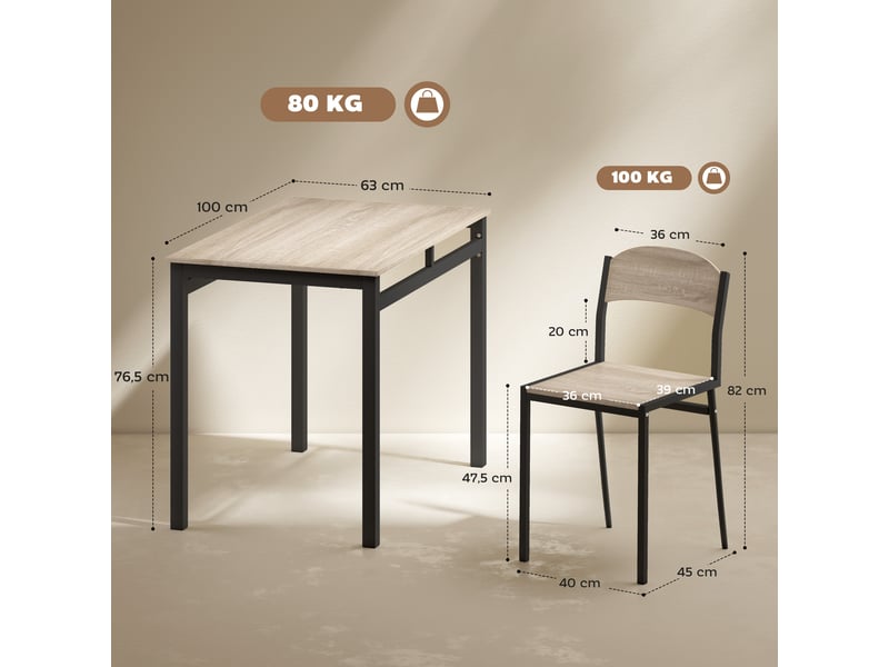  Ensemble salle à manger 5 pièces : table + 4 chaises, gain de place, pour cuisine et salle à manger, noir  - Conforama E