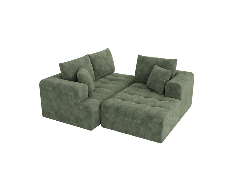  Canapé d'angle en l modulable 3-4 places 244,5 cm vert en chenille, design cloud sans cadre, sans montage Fay Lum - Conforama D