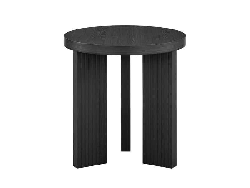 Table basse fixe ronde avec plateau et trois supports rainurés, style moderne en mdf noir pour salon et chambre 44,5 × 45 cm - Conforama A
