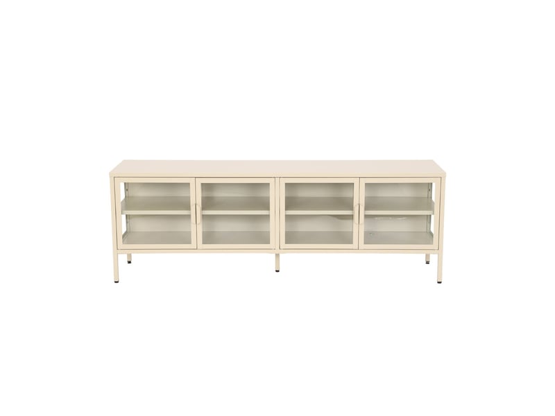  Meuble tv industriel métal et verre trempé 4 portes 160cm crème - arkansas  - Conforama B