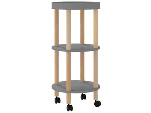 Desserte de cuisine, chariot à 3 niveaux gris 38x38x82 cm bois d'ingénierie et pin